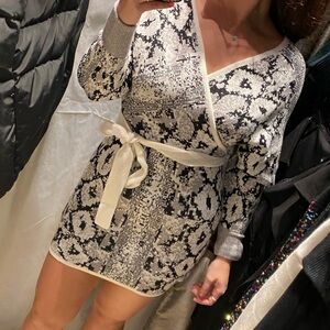 Snakeskin print sweater dress